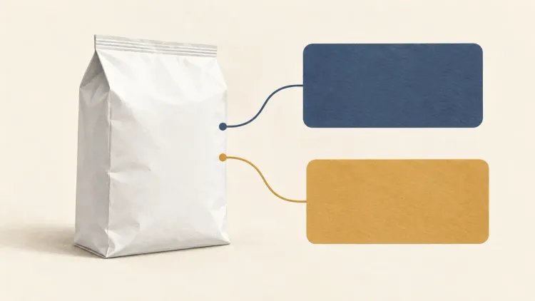 Editorial illustration of one sealed unbranded package linked to two blank reporting cards; not a COA or a supplied packaging specification.