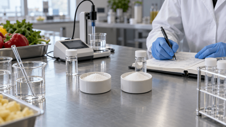 Illustrative food laboratory comparison of two preservative ingredient samples and pH testing